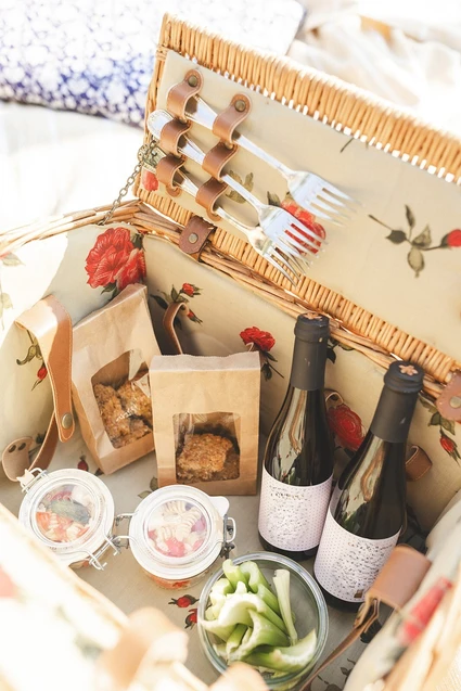 Romantic picnic on Lake Garda amid nature and organic products